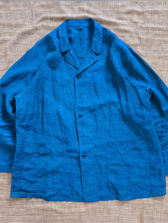 Muji Other - Muji 100 % Linen Chore Jacket Unstructed Men's Blue Linen Boxy Oversized Size XL